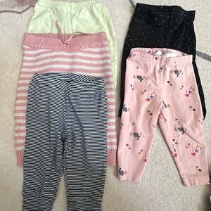 Carter's Kids Leggings Set - Pink, Black, Green, Striped